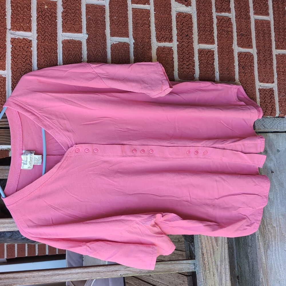 Laura Katherine Vintage Button Up Hot Pink Shirt 22 W